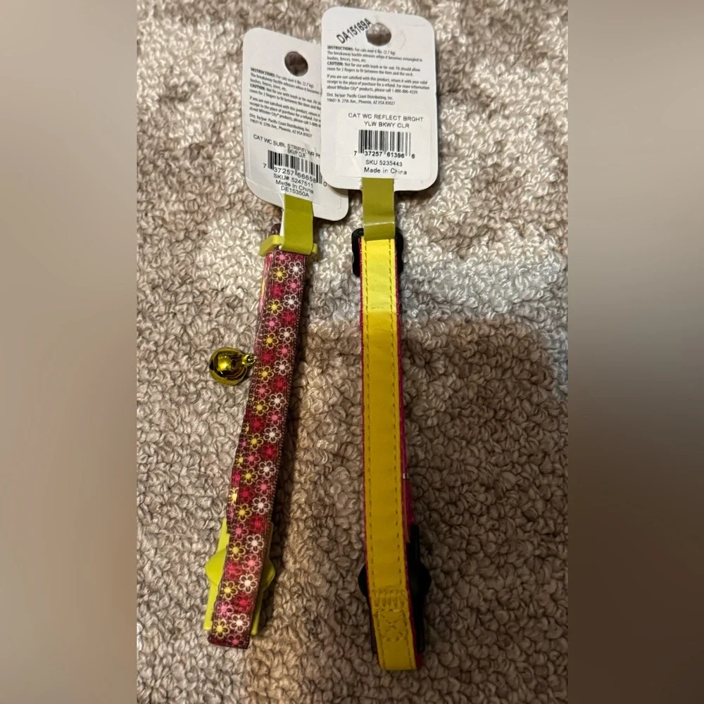 🎄3/$20‼️Whisker City Cat Collars - Yellow and Pink